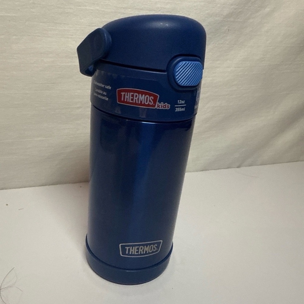 THERMOS FUNTAINER 12 Oz Stainless Steel Vacuum Insulated Kids Straw Bottle -BLUE
